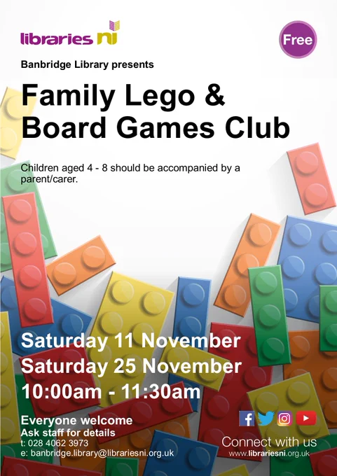 poster with dates for family lego and boardgames