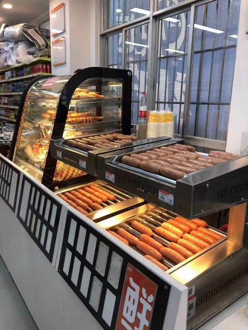 food display cabinet / hot dog roller grill