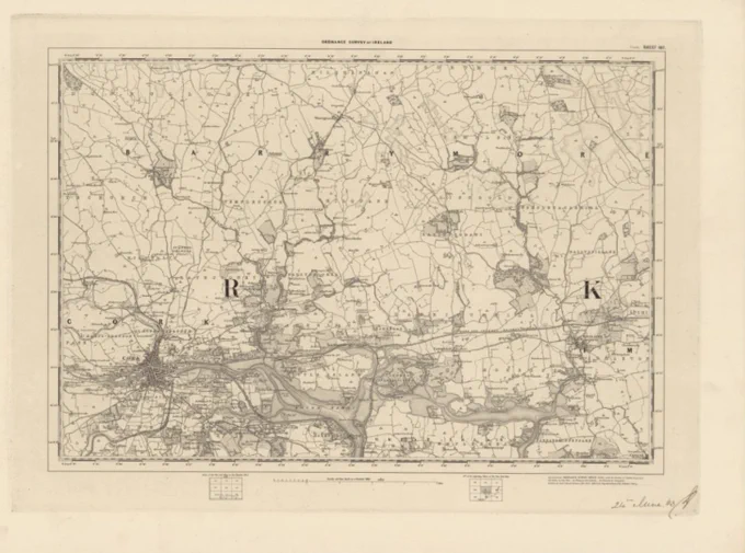 Ordnance Survey one-inch to the mile sheet showing Cork