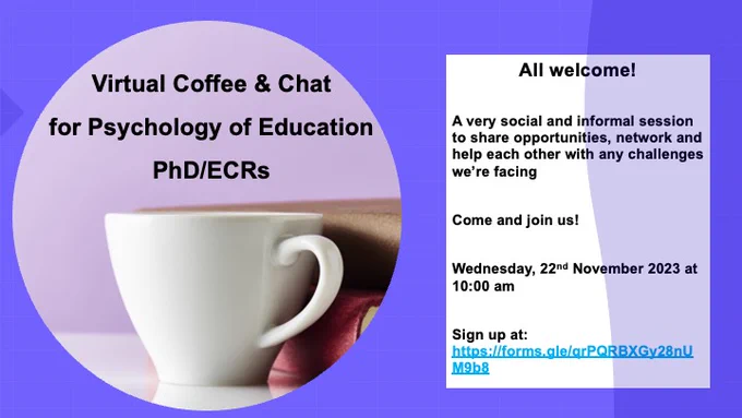Poster advertising virtual coffee and chat session