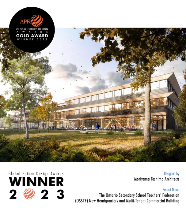 architecture press release OSSTF Ontario Secondary Schools Teachers Federation Headquarters mass timber Moriyama Teshima architect design building construction glulam Toronto Don Valley ravine parkway climate leadership sustainable sustainability