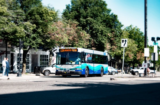 COAST bus in downtown Dover, NH.