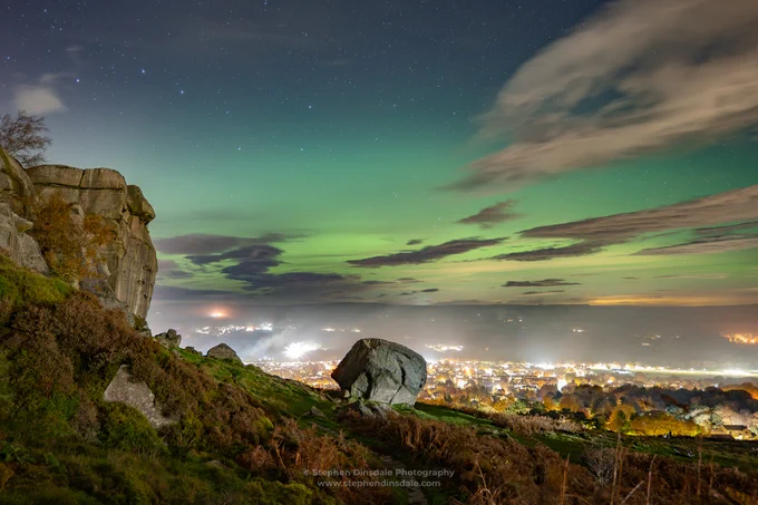 The Aurora Borealis seen over Ilkley in West Yorkshire