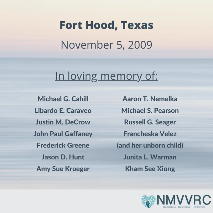Remembering the 14 lives lost and 32 physical injured in the Fort Hood, now Fort Cavazos, massacre on November 5, 2009.