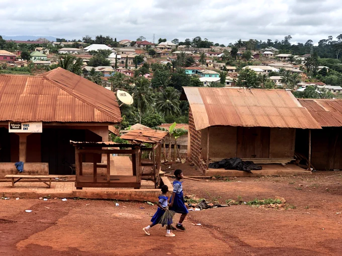 Sisters walking to school together in Tanzania