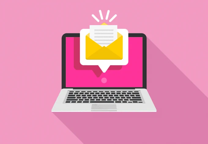 illustration of laptop with a pop up of an open envelope to symbolise an open email, as header for article titled "How do you optimise email open rates?"