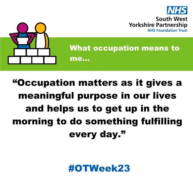 A graphic with text which describes what occupation means for occupational therapy week