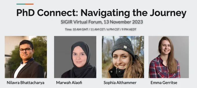 Announcing an online PhD event with 4 panelists.