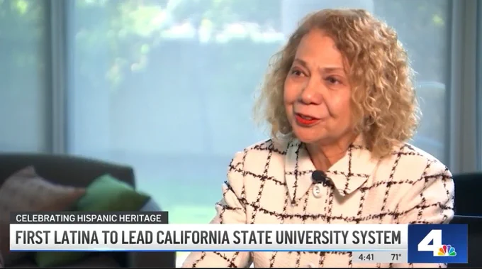 Screen shot of a frame from Chancellor Garcia's interview with NBCLA. 
