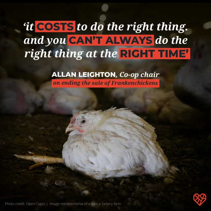 A quote by Co-op chair Allan Leighton "It costs to do the right thing and you can't always do the right thing at the right time.'