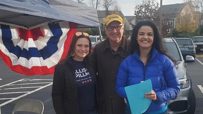 Senator Creigh Deeds at a polling station with Katrina Callsen and Albemarle School Board candidate, Allison Spillman.