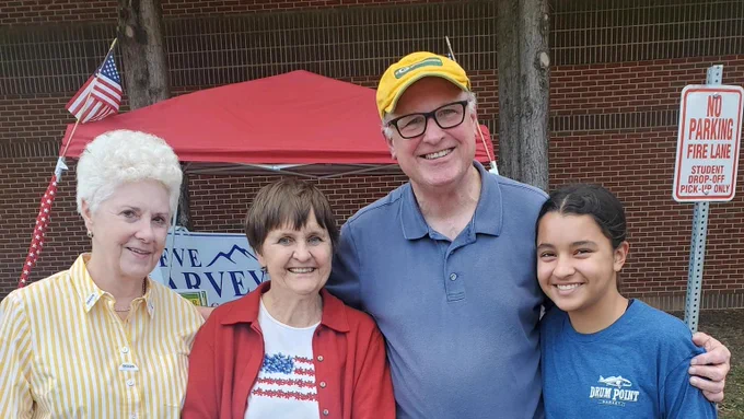 Senator Creigh Deeds at a polling location with Albemarle voters.
