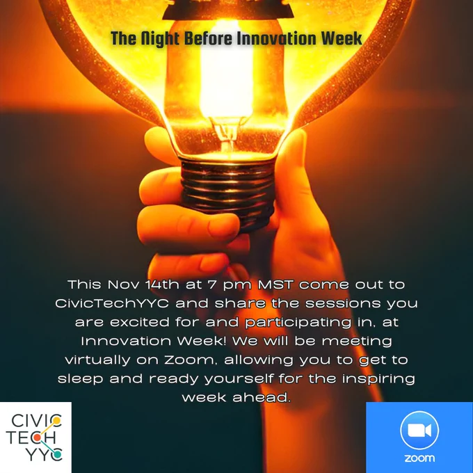 Event Promo image with the event text on an image if a hand holding an amber incandescent lightbulb. 