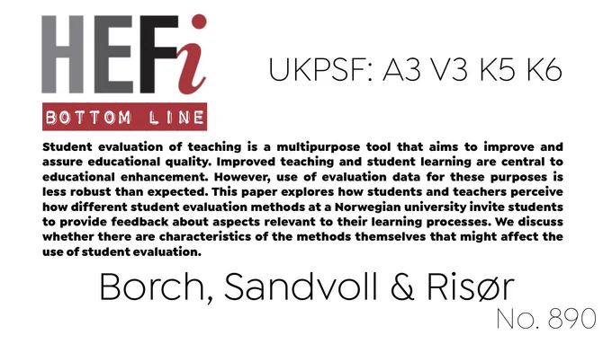 Student evaluation of teaching is a multipurpose tool that aims to improve and assure educational quality. Improved teaching and student learning are central to educational enhancement. However, use of evaluation data for these purposes is less robust than expected. This paper explores how students and teachers perceive how different student evaluation methods at a Norwegian university invite students to provide feedback about aspects relevant to their learning processes. We discuss whether there are characteristics of the methods themselves that might affect the use of student evaluation.