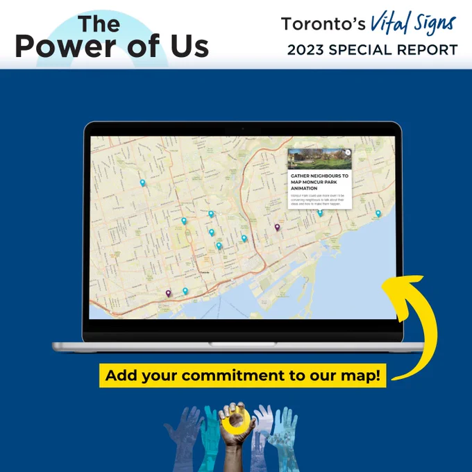Computer screen displaying map. Add your commitment to our map.
