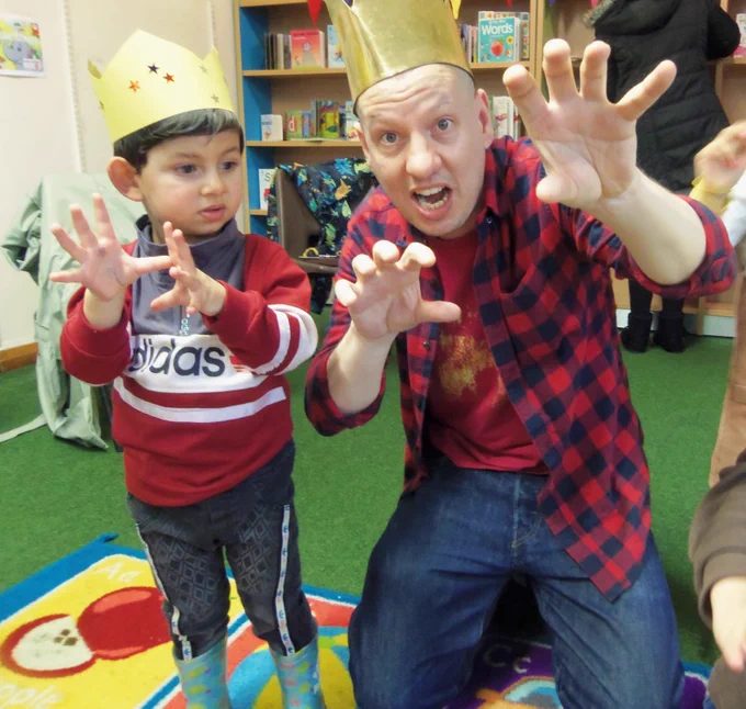 child and staff member
