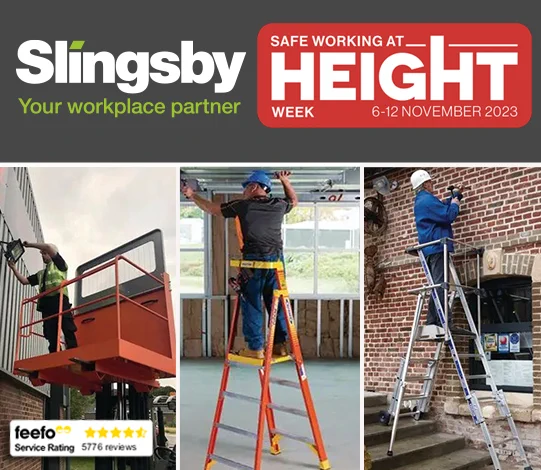 Safe working at height week 2023. Ladders and platforms from Slingsby. 
