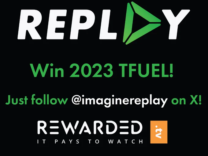 Replay TFUEL Giveaway - Win 2023 TFUEL by following @imaginereplay on X & commenting with your Replay user or THETA wallet address