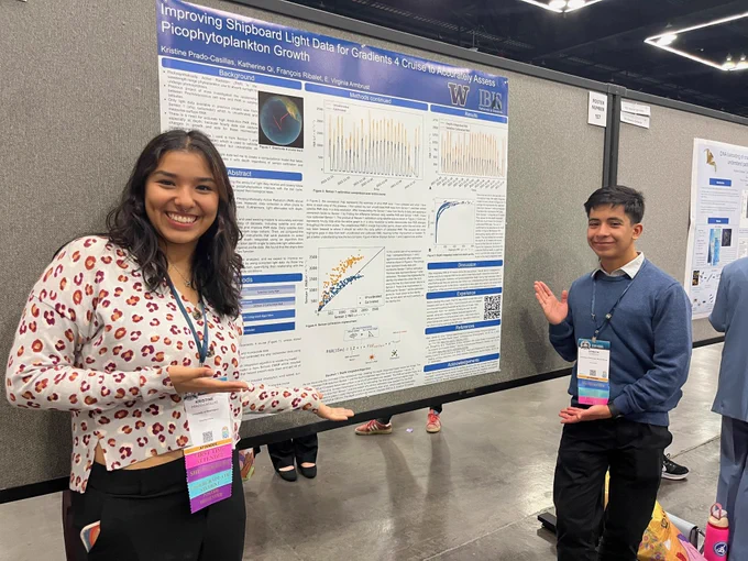 Kristine and Dereck, UW undergrads and part of the IBIS mentoring program, present their research poster.