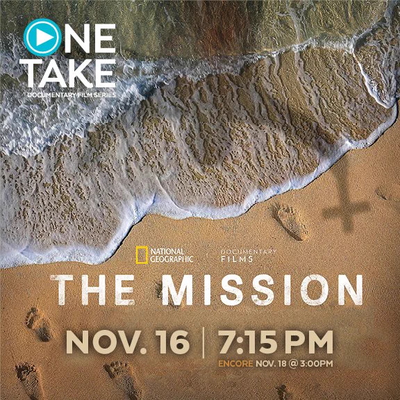 One Take Documentary Series
THE MISSION
Thursday, November 16, 2023 | 7:15pm


Saturday, November 18, 2023 | 3pm
Little Theatre 5 (Jack Garner Theatre)

A beach with an ocean wave, footprints, and the shadow of someone holding a cross 