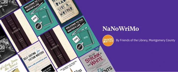 Image of NaNoWriMo titles on Bookshop.org