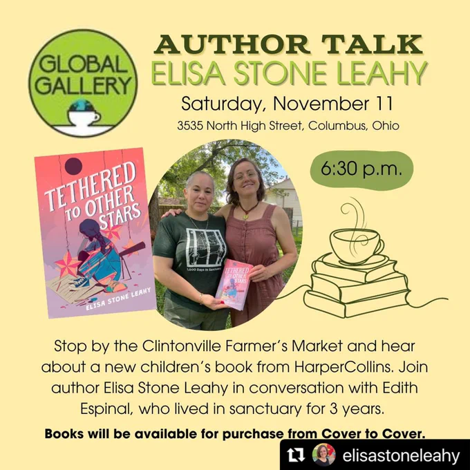 Promotion for author Elisa Stone Leahy and Edith Espinal’s talk at Global Gallery on Saturday, November 11, 2023 at 6:30 p.m.