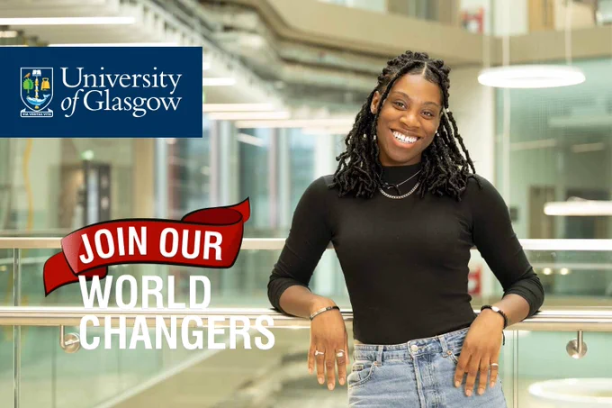 JMS Scholar 2023, Taylar Carty, wearing a black top and jeans. Image features a banner which reads 'join our world changers'.