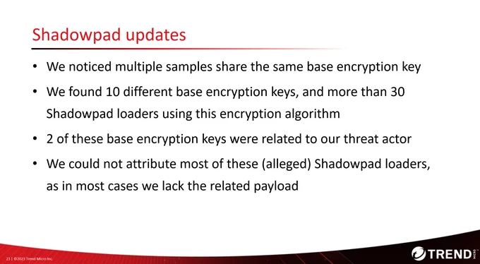 We noticed multiple samples share the same base encryption key, which might indicate that different threat actors use different base encryption keys.