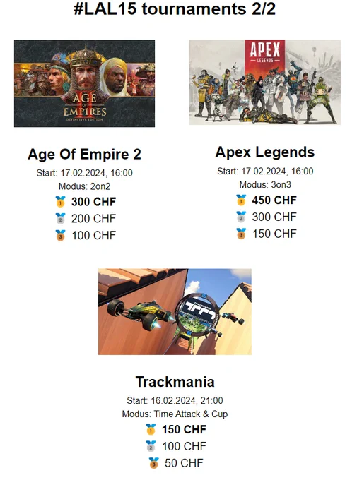#LAL15 tournaments 2/2