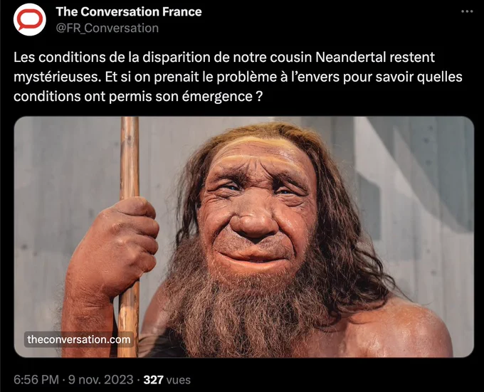 Article les conditions de la disparition de notre cousin neandertal restent mystérieuses (portrait reconstitué d'un homme de neandertal)