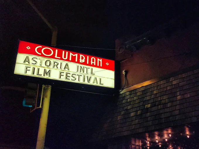 A sign promoting the Astoria International Film Festival.