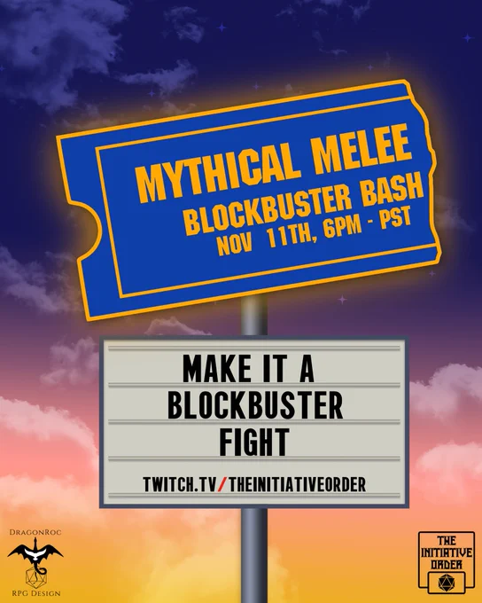 Old School Blockbuster videos sign, on the sign is actual play show information.