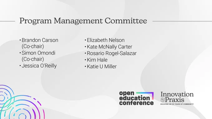 List of Program Management Committee members for OpenEd23