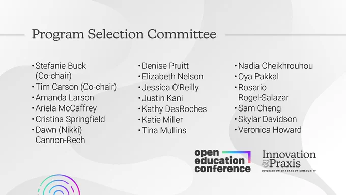 List of Program Selection Committee members for OpenEd23