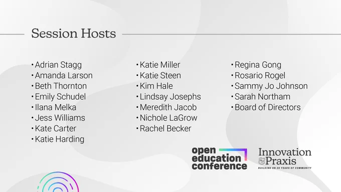 List of all the Session Hosts for OpenEd23