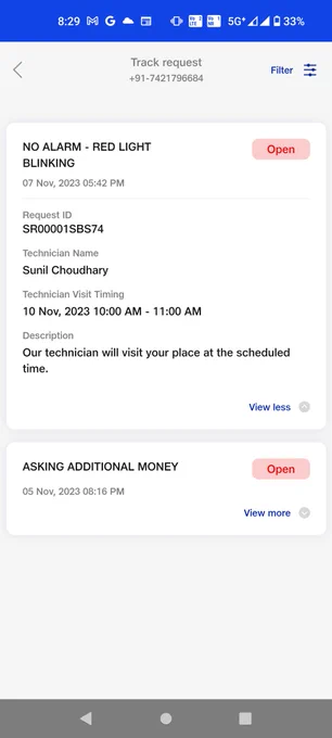 Complain registered by me against jio fiber engineer 