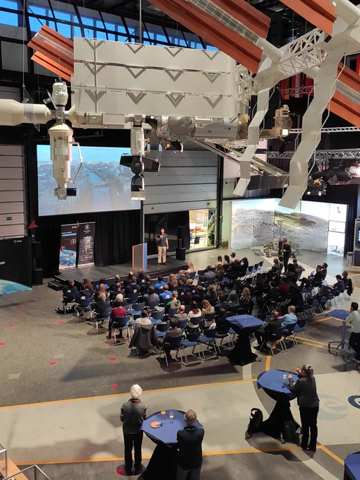 Students from University College Dublin at ESA ESTEC, the Netherlands, to celebrate their achievements in building Ireland's first satellite, EIRSAT-1