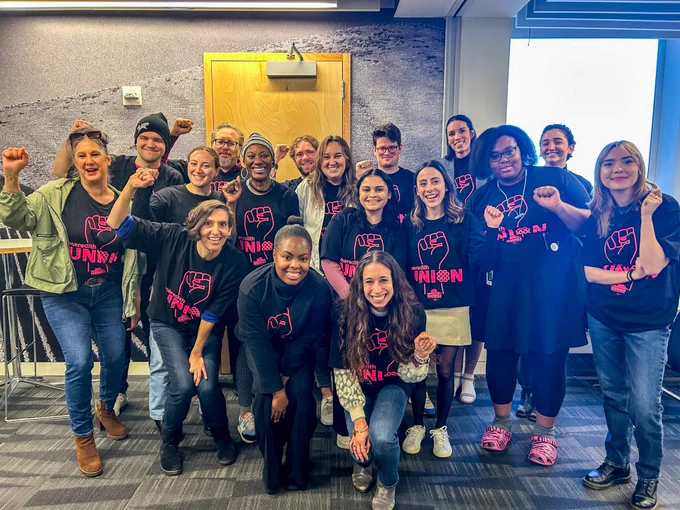 Workers at Dotdash Meredith union March on the Boss!