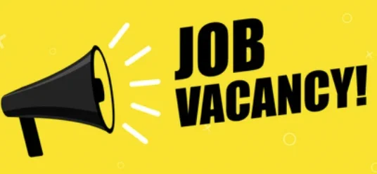 graphic of claxon with text "Job Vacancy!" in black on yellow background