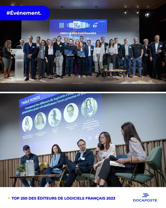Retour sur l'annonce du Top 250 des éditeurs de logiciels français 2023 @numeum_  @EYFrance. @Docapost consolide sa position de référent de la confiance numérique en 🇫🇷 en se classant  9e au class. gén. & 2e du Top des éditeurs horizontaux.