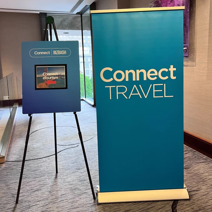 Connect Travel's banner and sign for the eTourism conference