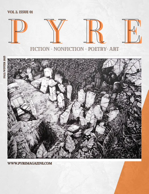 The cover art for the forthcoming issue of Pyre Magazine. Artwork created by Sylvain Daudier.
