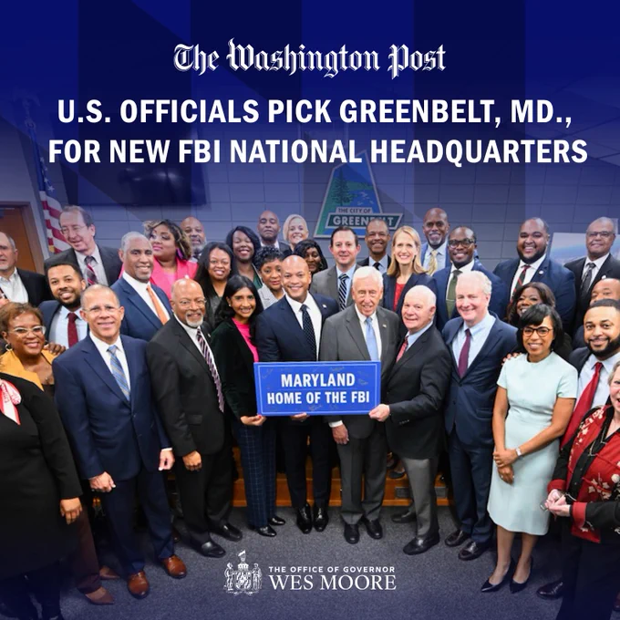 Washington Post: U.S. Officials Pick Greenbelt, MD., For New FBI National Headquarters
