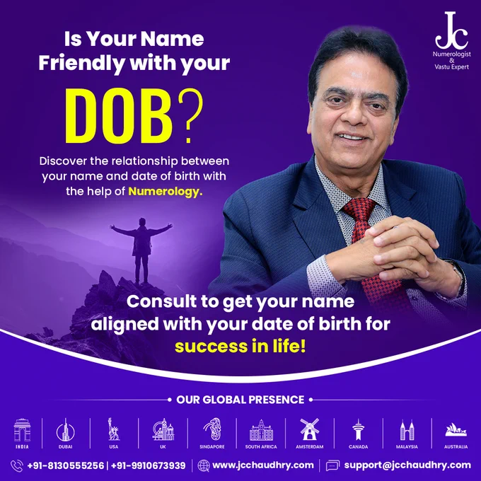 Numerology Consultation by Dr. J C Chaudhry for name and date of birth analysis. 