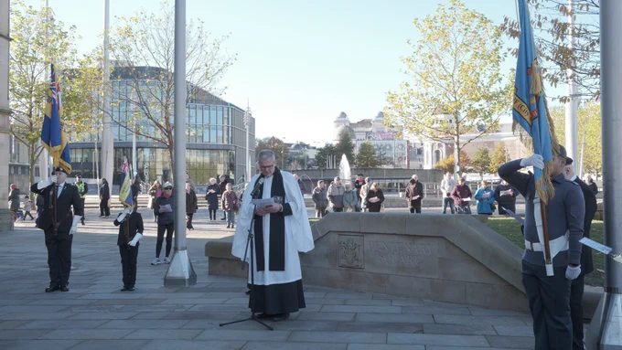 People gathered in Centenary Square Bradford