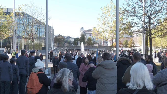People gathered in Centenary Square Bradford