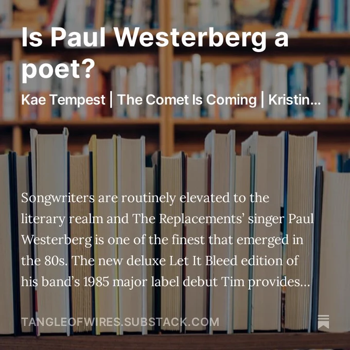 Image of books piled sideways to illustrate a newsletter on poetry and alternative/indie music