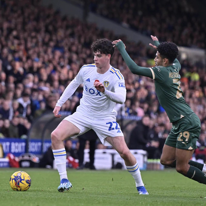 Archie Gray in action against Plymouth