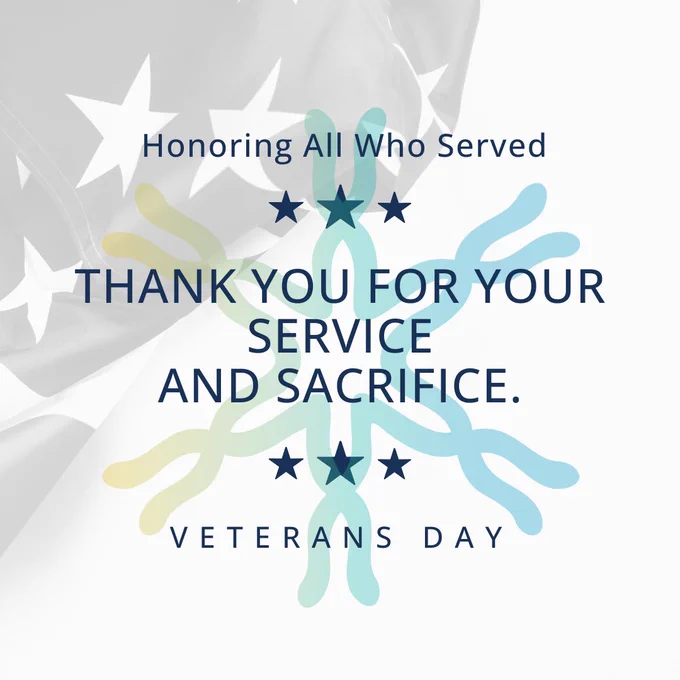 Image of an American flag and Team Telomere logo. Reid honoring all who served. Thank you for your service and sacrifice Veterans Day.