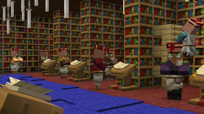 All the different villagers in a library. No matter where you're from, there's always information to share!
